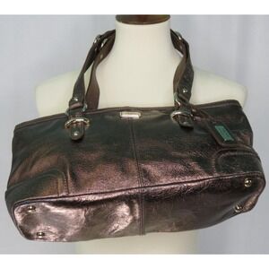 EUC The Sak 1989 Brown Copper Metallic Leather Shoulder Handbag Purse Studded